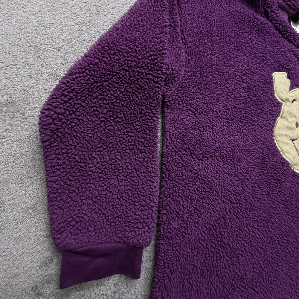 Disney Winnie The Pooh Sweater Girls‎ Large Purple Fuzzy Faux Fur Sleepwear